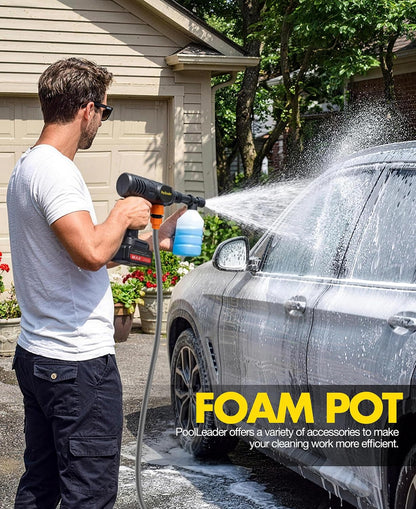 Cordless Car Cleaning Tool with 6-In-1 Nozzle & Foam Cannon | Lightweight Portable Design, Battery Operated Cordless Car Wash Spray, Handheld Wash Machine for Car, Patio, Home - Yellow